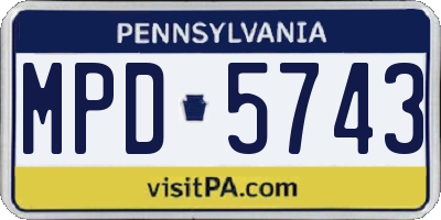 PA license plate MPD5743