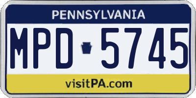 PA license plate MPD5745