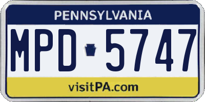 PA license plate MPD5747