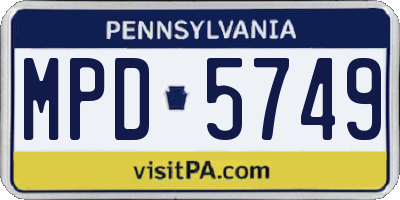 PA license plate MPD5749