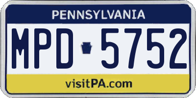 PA license plate MPD5752