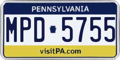 PA license plate MPD5755