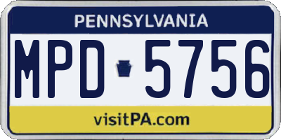PA license plate MPD5756
