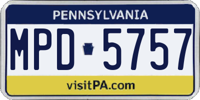 PA license plate MPD5757