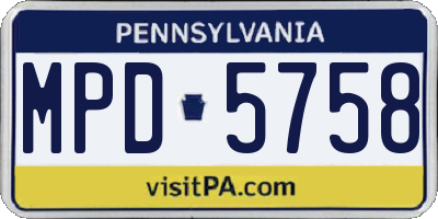 PA license plate MPD5758