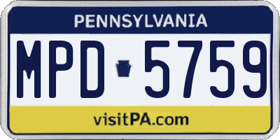 PA license plate MPD5759