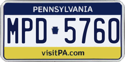 PA license plate MPD5760