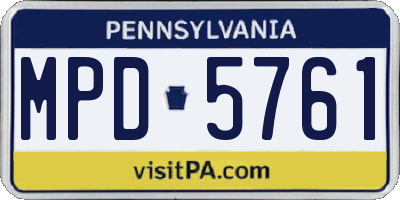 PA license plate MPD5761