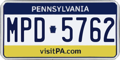 PA license plate MPD5762