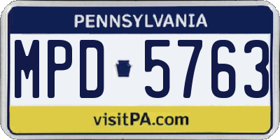 PA license plate MPD5763