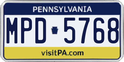 PA license plate MPD5768