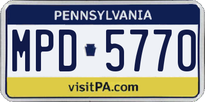 PA license plate MPD5770