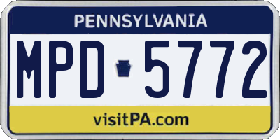 PA license plate MPD5772