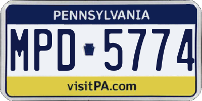PA license plate MPD5774