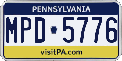 PA license plate MPD5776