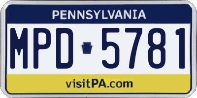 PA license plate MPD5781