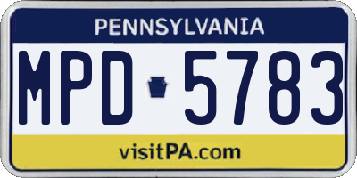 PA license plate MPD5783