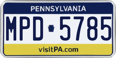 PA license plate MPD5785