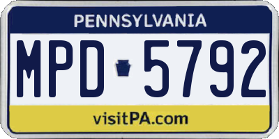 PA license plate MPD5792