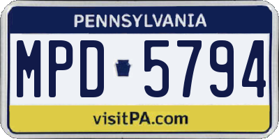 PA license plate MPD5794