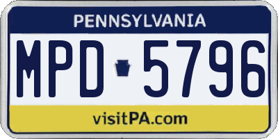 PA license plate MPD5796