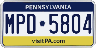 PA license plate MPD5804