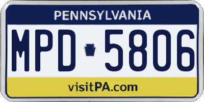 PA license plate MPD5806