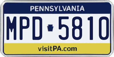PA license plate MPD5810