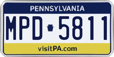 PA license plate MPD5811