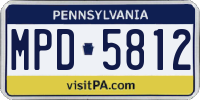 PA license plate MPD5812