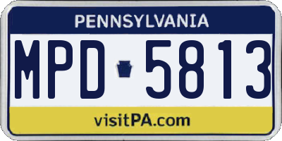 PA license plate MPD5813