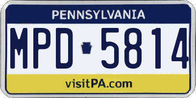 PA license plate MPD5814