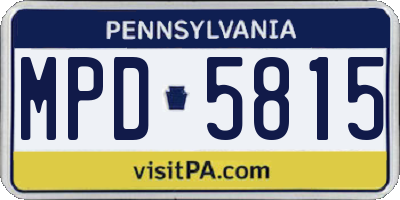 PA license plate MPD5815