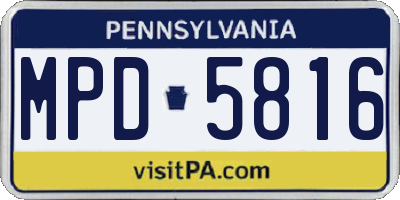 PA license plate MPD5816
