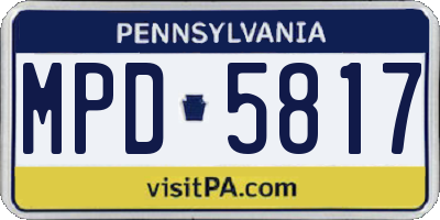 PA license plate MPD5817