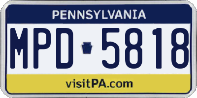 PA license plate MPD5818