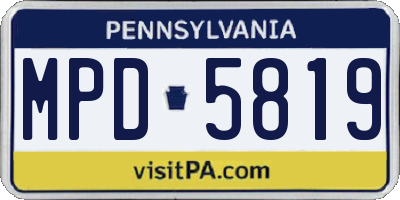 PA license plate MPD5819