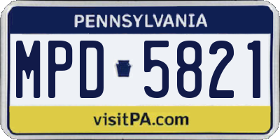 PA license plate MPD5821