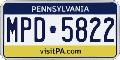 PA license plate MPD5822