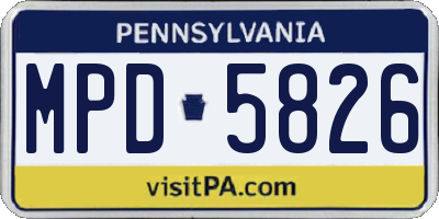 PA license plate MPD5826