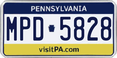 PA license plate MPD5828