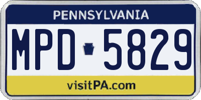 PA license plate MPD5829