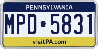PA license plate MPD5831
