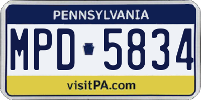 PA license plate MPD5834
