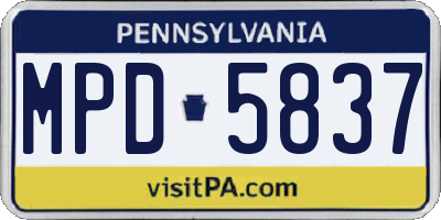 PA license plate MPD5837