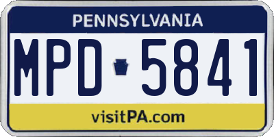 PA license plate MPD5841