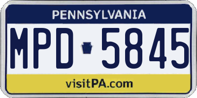 PA license plate MPD5845