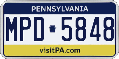 PA license plate MPD5848