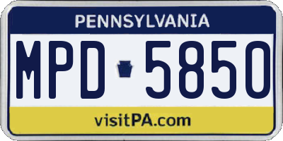 PA license plate MPD5850