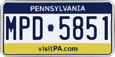 PA license plate MPD5851